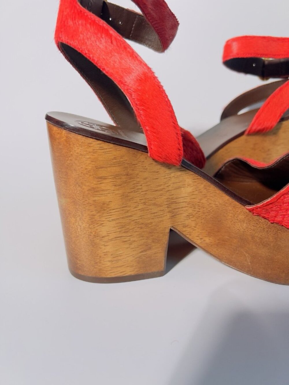 Tory Burch Camilla Haircalf Platform Sandals Red Size 6.5 M - Picture 12 of 13